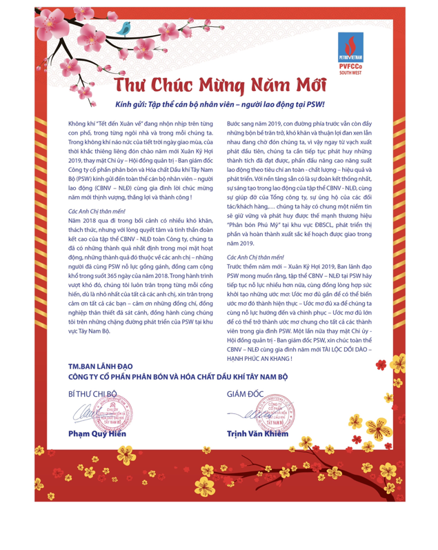 Thư Chúc Mừng Năm Mới