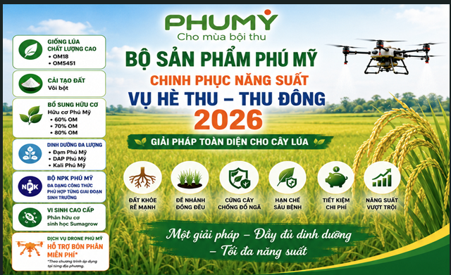 Bộ sản phẩm Phú Mỹ chinh phục năng suất vụ Hè Thu – Thu Đông 2026